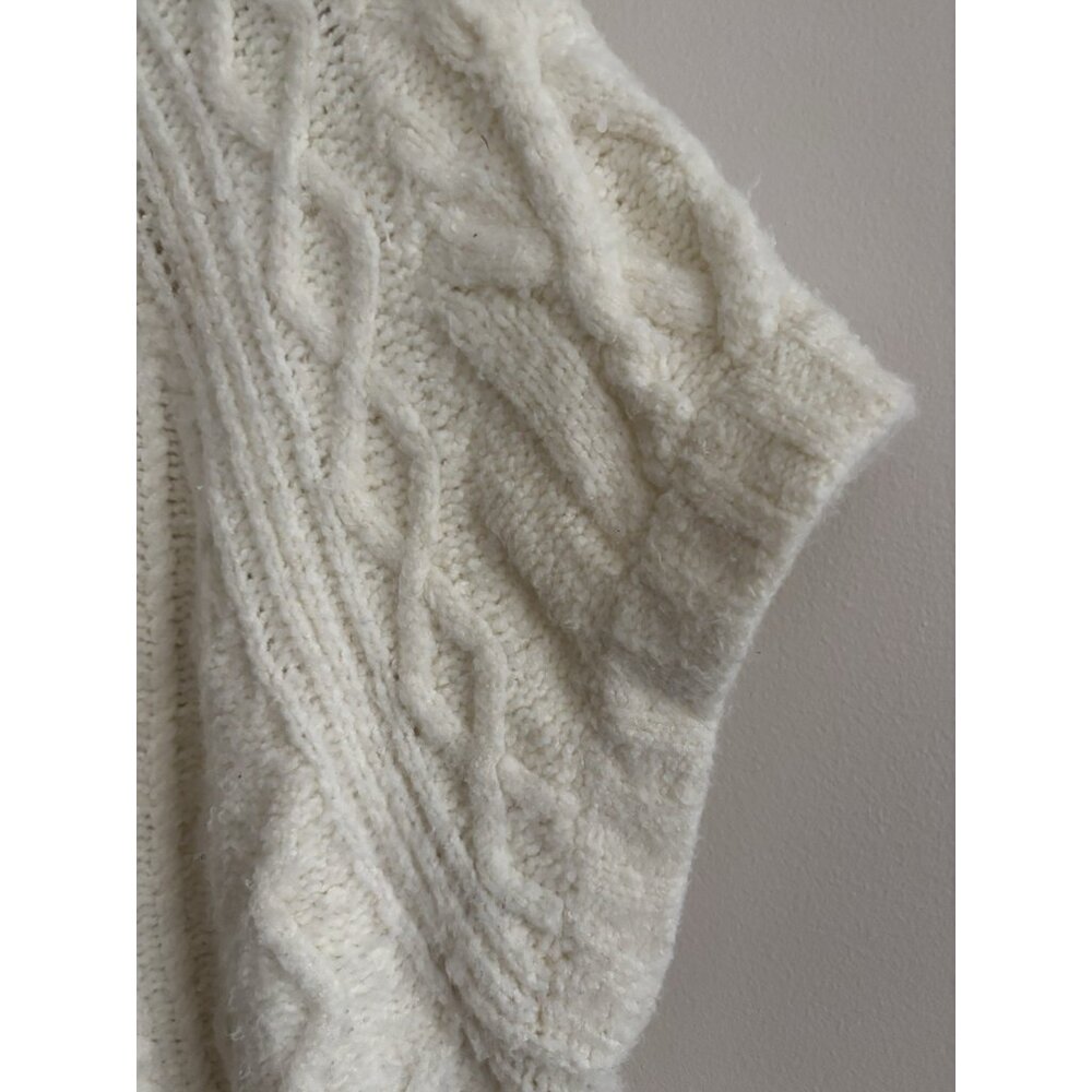Anthropologie Maeve Sweater Short Sleeve Cable-Knit Vest Soft Ivory M/L - Picture 2 of 11